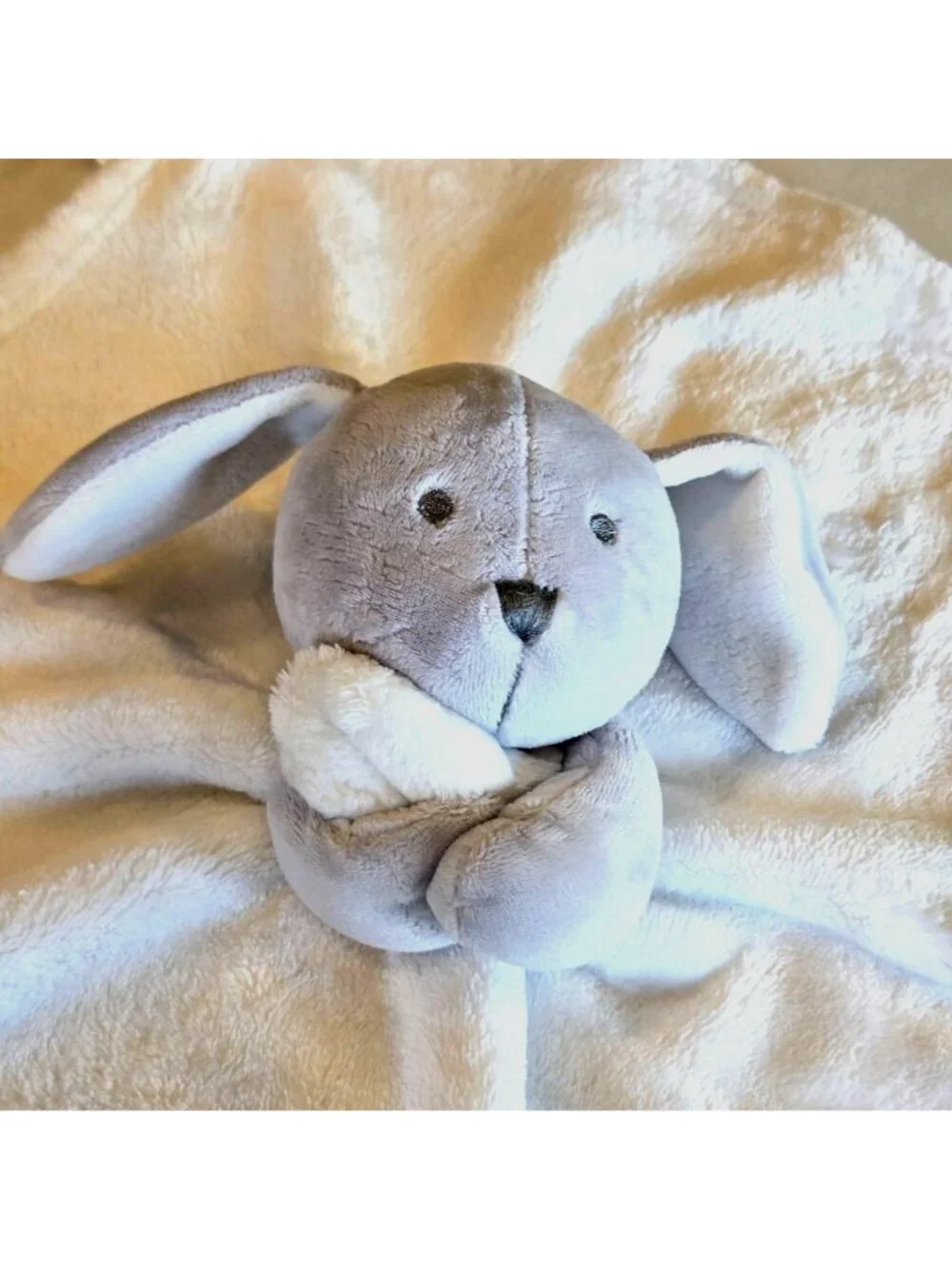 Blankets and Beyond White Gray Bunny Plush Security Blanket Lovey